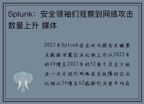 Splunk：安全领袖们观察到网络攻击数量上升 媒体
