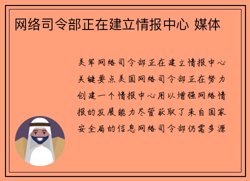 网络司令部正在建立情报中心 媒体